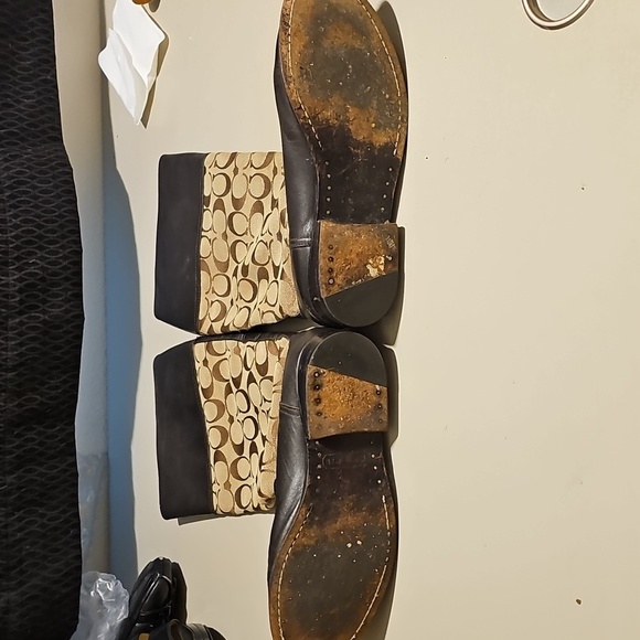 Womens Coach Black/Brown Leather Trim Jaquard Riding Boots Sz 5.5 - Picture 3 of 7